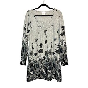 Whimsigoth Dark Fairy Floral Tunic Mini Dress Womens Size XL Cottagecore Noir